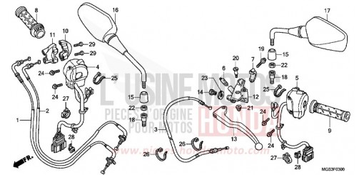 LEVIER DE GUIDON/COMMUTATEUR/CABLE (NC700X/XA) NC700XAD de 2013